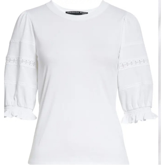 Veronica Beard Ivory Puff Sleeve Top euc - Picture 3 of 3